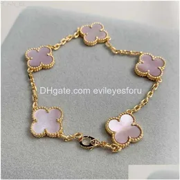Charm Armband 2023 Luxury Clover Designer Armband Mother of Pearl 18K Gol Love Bangle Shining Crystal Diamond Jewelry for Drop Del DHQ8D L230824