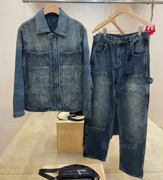 Mens Demin Jackets Jacquard 직조 캐주얼 패션 여성 Denim 재킷 및 청바지 트랙 슈트 브랜드 디자이너 Jean Plant 편지 전체 인쇄소