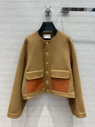Women's Jackets Autumn And Winter Products! Vintage Premium With Leather Pockets A Small Age-reducing Preppy Crew Neck