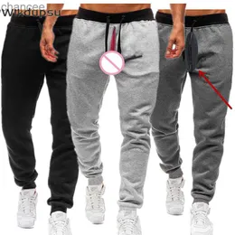 Pantaloni lunghi da uomo sexy invisibili doppie cerniere aperte pantaloni senza cavallo senza pantaloni da tuta casuali che facevano pantaloni sesso sesso all'aperto maschio outdoor stendili 20230824.