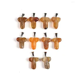 Charms Natural Agate T-shaped Small Pendant 25x17mm Charm Jewelry Accessories Making DIY Necklace Earrings Gift