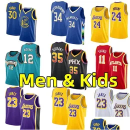 Yoga Outfit Men Kids Basketball Maglie 30 Curry 11 Young 23 James Stephen 24 Bryant Nnis 34 Antetokounmpo 1 Lamelo Ball 12 Ja Moran Dhtyw