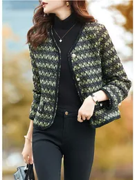 Women's Jackets Fall Winter French Tweed Women Jacket Coat Woolen Short Casaco Feminino Temperament Green Plaid chaquetas para mujeres 230823