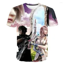 Camisetas masculinas Final Fantasy 3D Caracteres de anime de camisetas impressas no verão Moda de manga curta respirável camiseta plus size