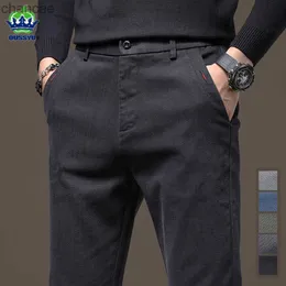 2023 New Autumn Winter Classic Work Stretch Stretch Pants Men Cotton Business Slim Fit Grey Black Korea Thick Casual Cargo Ounsers Malelf20230824。