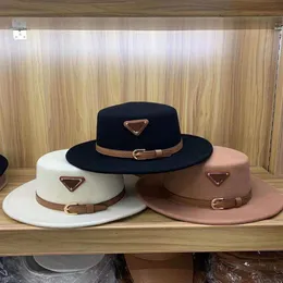 Unisex bälte platt topp hatt för par designer ull hattar kvinnor monterade mössor mens kep
