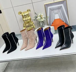 Topuklu bot tasarımcısı kadife süet deri yürüyüş botları kadınlar moda en kaliteli kış stilleri matignon bootie yüksek topuk