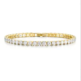 Fashioh hip hop 4mm cz braccialetto tennis Perle di zircone bianco cubico catene da uomo bracciali a filo per donna Pulseiras bijoux braccialetti di cristallo d'argento