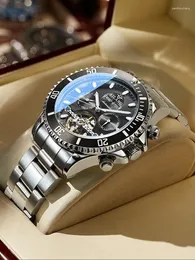 Wristwatches AILANG Tourbillon Mechanical Watch For Men Automatic Skeleton Mens Watches Top Stainless Steel Strap Reloj Hombre