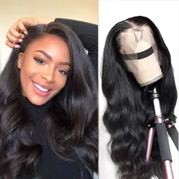 Silky Straight 360 Full Lace Front Human Hair Wigs Pre Plucked Natural Black Color With Baby Hair2742