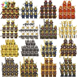 Blocks Medieval Japanese Samurai Ronin Armor Building Blocks Military Soldiers Mini Action Figures Weapon Toys For Kids Birthday Gifts 230823