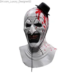Кровавая территория искусство клоун маска косплей жуткий ужас демон злой Джокер Шляпа шляпа латекс шлем Хэллоуин Костюм Костюм Q230824