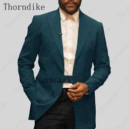 Thorndike Kostüm Homme Teal Summer Beach Party Prom Bräutigam Smoking Hochzeit Terno Maskulino Slim Fit Mann Blazerjacket Belthose1277Q