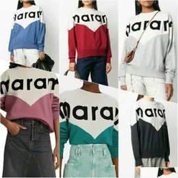 Women'S Hoodies Sweatshirts Isabel Marant Cotton Plover Sweater Women Designer Fashion Sweatshirt Alphabet Flocking Casual Loose Hoo Dhlrx