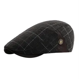 2018 NEW Arrival Winter Men Plaid Vintage Ajustable Gatsby Peaked Cap Newsboy Beret Hat men's winter hats bonnet femme245w