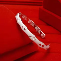 Bangle Beautiful Elegant Wedding 925 Srebrne mankiety kobiety Bambus Bracelets Wysoko wysokiej jakości moda klasyczna biżuteria