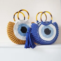 Storage Bags Large Capacity Woven Bag Big Eye Monster Handbag Leisure Beach Evils Shoulder Handmade Crochet Tote
