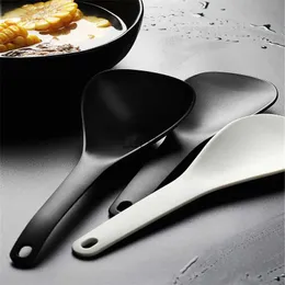 Icke-stick plastisk rissked riskokare Lång matlagning Ris Spatula Scoop Black White Soup Spoon Kitchen redskap Tabellery Tools HKD230810