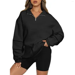 Women's Hoodies Women Quarter Zip Oversized Sweatshirt Loose Casual Drop Shoulder Long Sleeve Pullover Tunic Tops With Distress