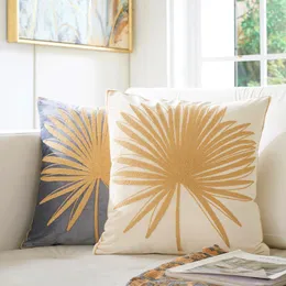 Kudde amerikansk stil kuddar palm blad broderi sammet täcker dekorativt fodral för soffa konstnärlig modern hemdekoration