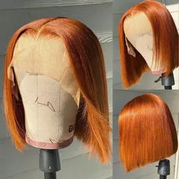 Inne modne akcesoria pomarańczowe koronkowe koronkowe przednie peruki ludzkie włosy Krótki bob perukę koronkową przednią perukę ludzkich włosów dla kobiet Blueless Bob Hair Peruka ludzkie włosy 180%