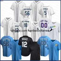 Custom Baseball Jersey 39 Kevin Kiermaier 12 Wade Boggs 14 Brett Phillips 4 Blake Snell 42 Jackie Robinson 3 Evan Longoria