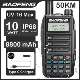 Walkie Talkie Baofeng UV 16 Max 10W High Power водонепроницаемая поддержка тип C Зарядное устройство 50 км на расстояние расстояние UV5R Pro 230823