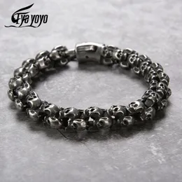 Bangle Eyeyoyo Punk Bracelets Мужчины из нержавеющей стали блестящие матовые черепа Charm Link Chain Brecelets Мужские готические украшения 230824