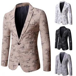 Mens Fashion Высококачественный печатный костюм Casual Wedding Business Male Blazer Jacket Masculino Slim Fit Hombre Plus S2668