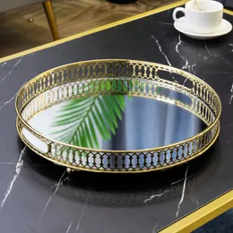Płyty dekoracyjne w stylu europejskim metalowe ozdoby lustrzane stolik do kawy prosty wydrążony na talerzu