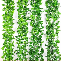 Dekorativa blommor 230 cm/210cm 12st konstgjorda växter murgröna gröna faux hängande vinstockar bladväxter vinrankor löv