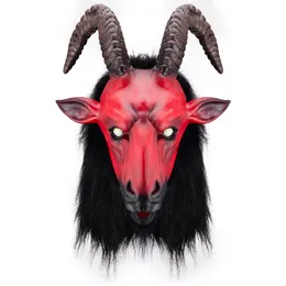 Party Masks Horror Halloween Mask Demon Antelope Latex Mask Anonymous Mask Cosplay Headwear Props Halloween Party Masquerade Supplies 230823