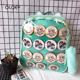 School Bags Harajuku Cute Clear PVC Women Backpacks Waterproof Soild Color Kawaii Schoolbag For Teen Girls Casual Back Pack Beach Bag 230823