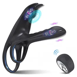 Cockringe Vibrierender Cockring-Paarvibrator mit Dual-Motor, kabelloser Penisring für Erwachsene, sexy Spielzeug für Männer, Verzögerung der Ejakulation, Penisring 230824