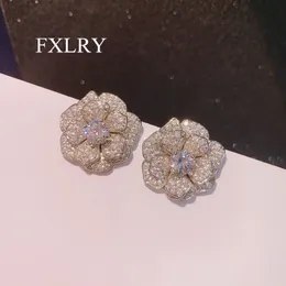 Charm FXLRY Rose earrings super flash S925 silver needle multilayer elegant and generous threedimensional 230823