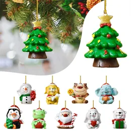 Pingente de decoração de árvores de Natal fofo acrílico animal de natal pendurar ornamentos de ano novo presentes de festa de férias