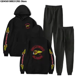 Herrspåriga mode Nijmegen Vintage Angel Hoodie Suit Tvåverk Set Motorcykel Casual Pullover Hip Hop Pants Menwomen Clothes 230823