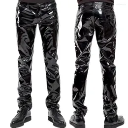 Men's Pants Shiny PVC Latex Trousers Men Motorcycle Black Mens Fashion Faux Leather Riding Waterproof Motor Biker Male Street