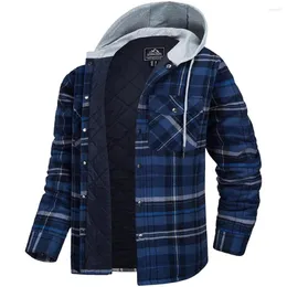 Men's lined hooded flannel jacket cheap