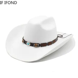 Sboy Hats Artificial Wool Western Cowboy for Men Women Vintage Wide Brim Felt Fedoras Gentleman Jazz Lady Cowgirl Dress Cap 230823