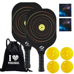 Squash rackets tiapad fiberglas pickleball set med 2 pickle boll paddlar utomhus inomhusbollar sömlösa halsduk bär väskor 230824