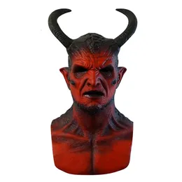 Party Masks Belial Demon Mask Ikari Demonmasken med Horns Devil Latex Cosplay Costume Props Masker Halloween 230823