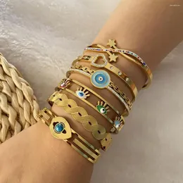 Bangle Boho Vintage Oko złych bransoletek i bransoletki cyrkon kryształowy biżuteria biżuteria dar pulseira