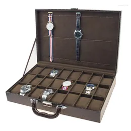 Watch Boxes 36 Slots PU Leather Storage Display Suitcase Collection Jewelry Holder Organizer Case With Key Large Space