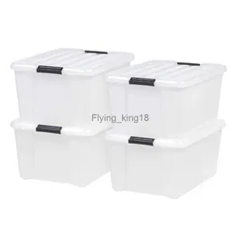 45 Quart Plastic Storage Box with Buckles Pearl Set of 4 Strong and Durable 2.88 Lb 21.65 X 15.70 X 10.70 Inches HKD230812