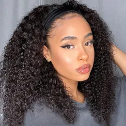 Princess Curly Headband Wig Human Hair Wigs for Black Women Brazilian Curly None Lace Front Wigs Human Hair 220%density Glueless