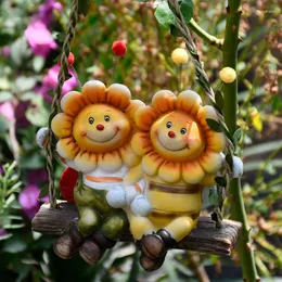 정원 장식 목회 귀여운 만화 스윙 스윙 태양 꽃 수지 액세서리 안뜰 공원 나무 가구 장식 빌라 장식품 공예품 공예품