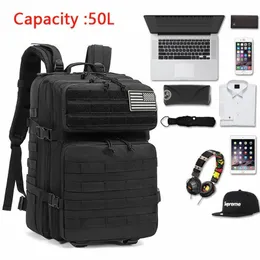 Рюкзак упаковки 50 л военного тактического рюкзака для мужчин Водонепроницаемые сумки с большими возможностями.