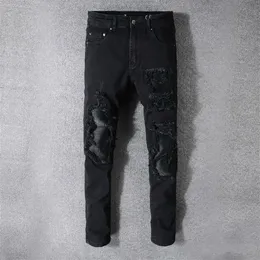 Mens Designer Jeans denim Pants Classic Black Pant White Pour Hommes Ripped Moto Biker Rock Jean257a