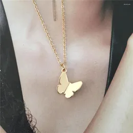 Pendant Necklaces 2023 High Quality Shiny Gold Color Plating Tiny Butterfly Charm Necklace For Women Dainty Gorgeous Pretty Girl's Jewelry